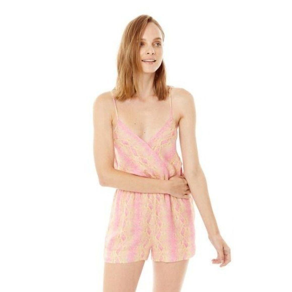 Generation Love Sahteene Pink Snake Shorts Romper Jumpsuit Animal Print